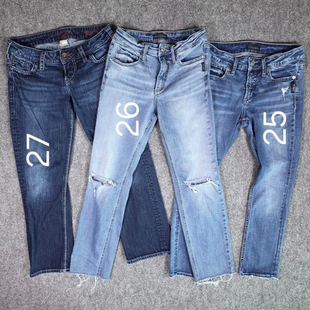 Silver Jeans Co Denim Bundle Womens Multi Size 25,26,27 Blue 3 Pairs